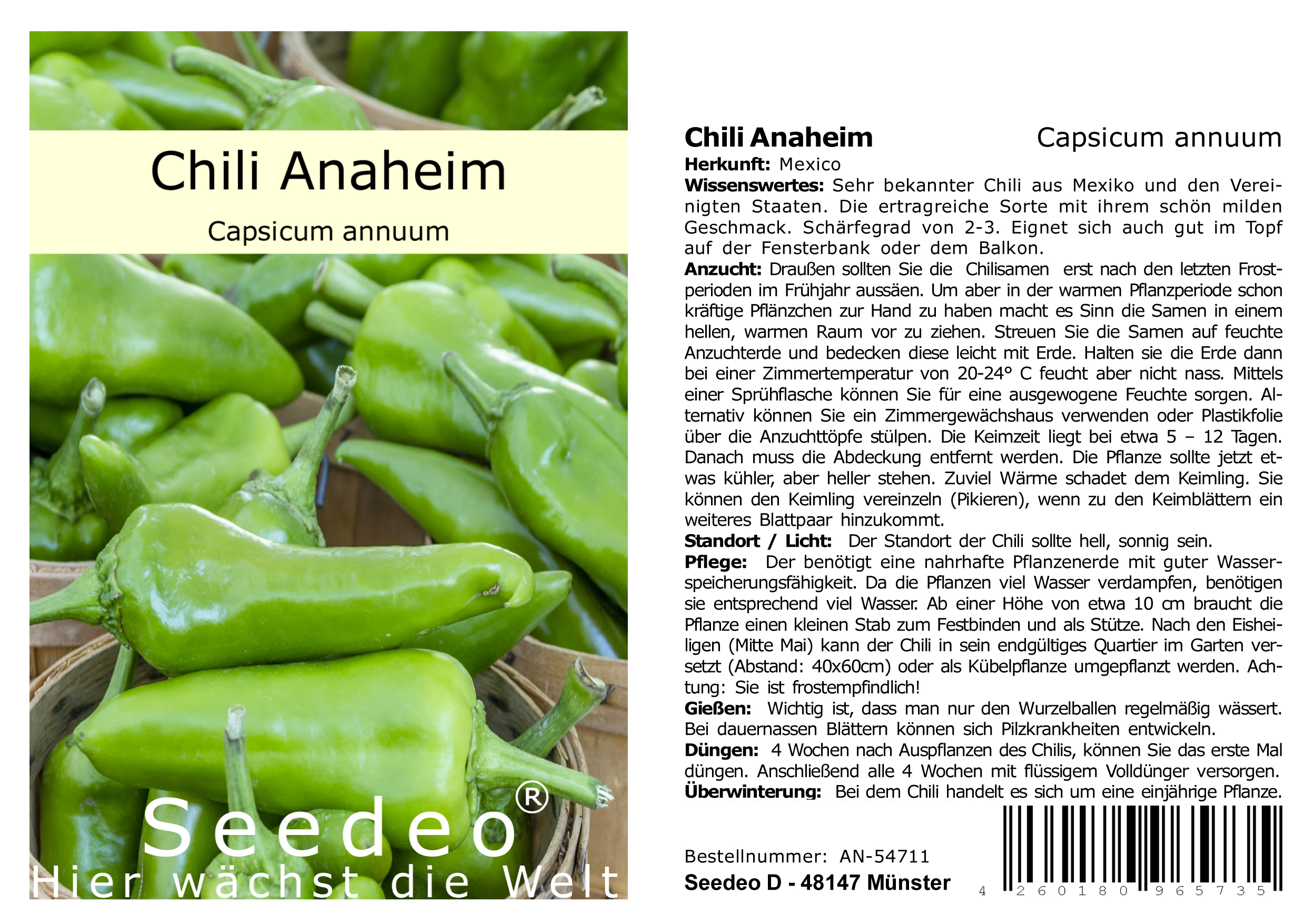 Seedeo® Chili Anaheim  (Capsicum annuum) 20 Samen