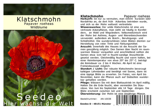 Seedeo® Klatschmohn (Papaver roeheas) 1000 Samen