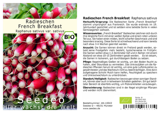 Seedeo® Radieschen 'French Breakfast' ( Raphanus sativus ) 200 Samen BIO