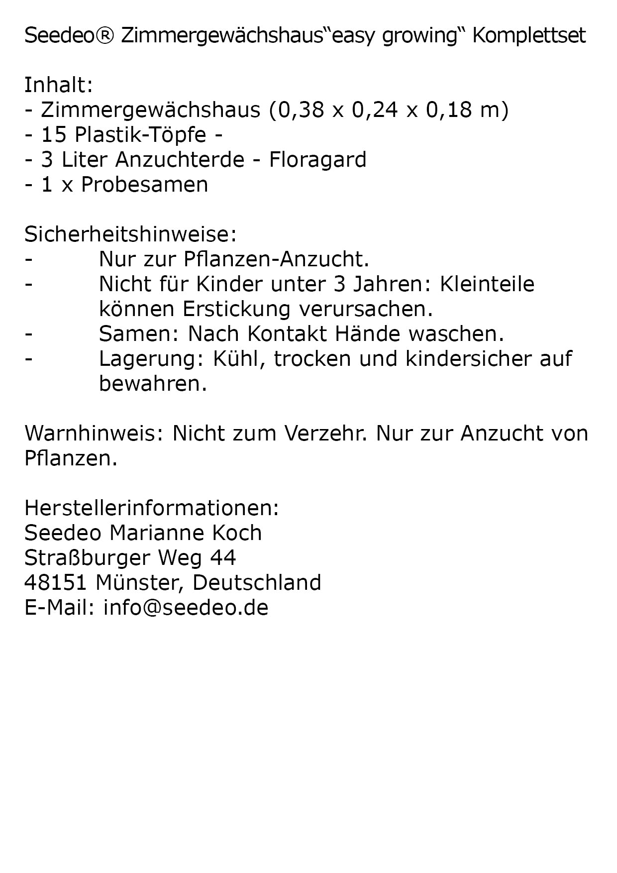 Seedeo® Zimmergewächshaus"easy growing" Komplettset