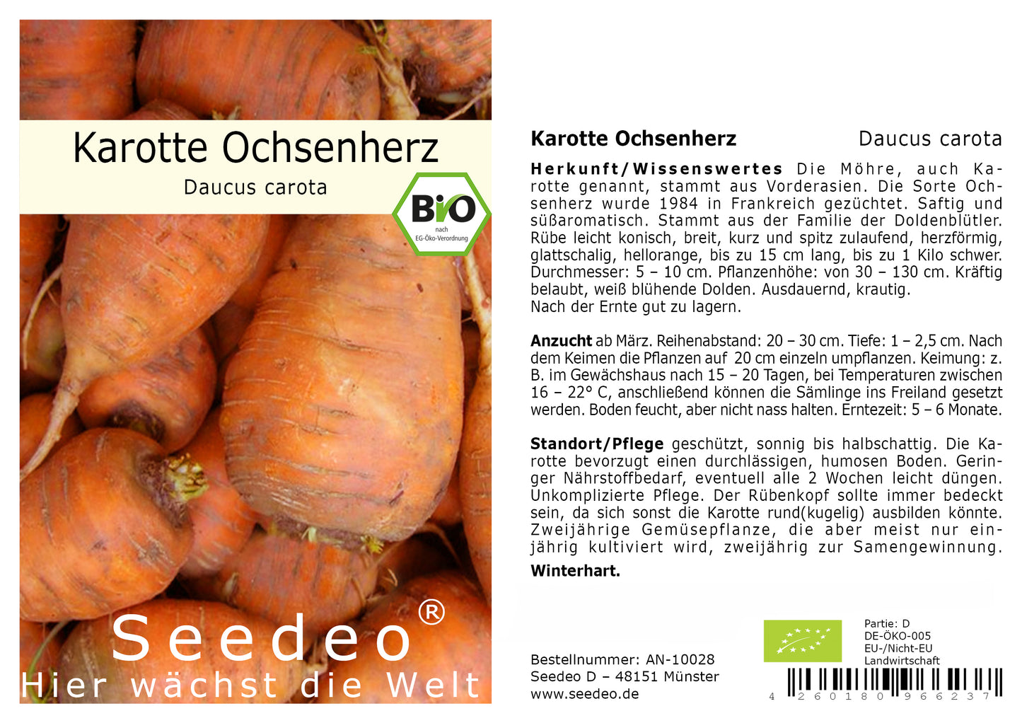 Seedeo® Karotte Ochsenherz (Daucus carota) ca. 250 Samen BIO