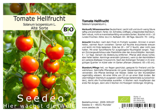 Seedeo® Tomate Hellfrucht (Lycopersicum L.)  35 Samen BIO