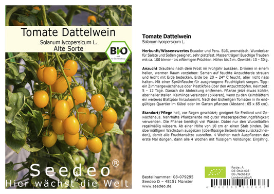 Seedeo® Tomate Dattelwein  (Lycopersicum esculentum) 20 Samen BIO