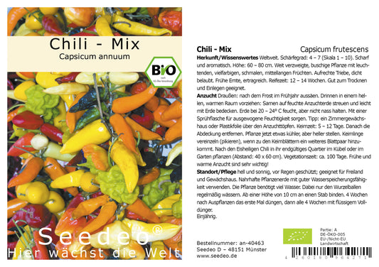 Seedeo® Chili - Mix   (Capsicum annuum) 30 Samen BIO