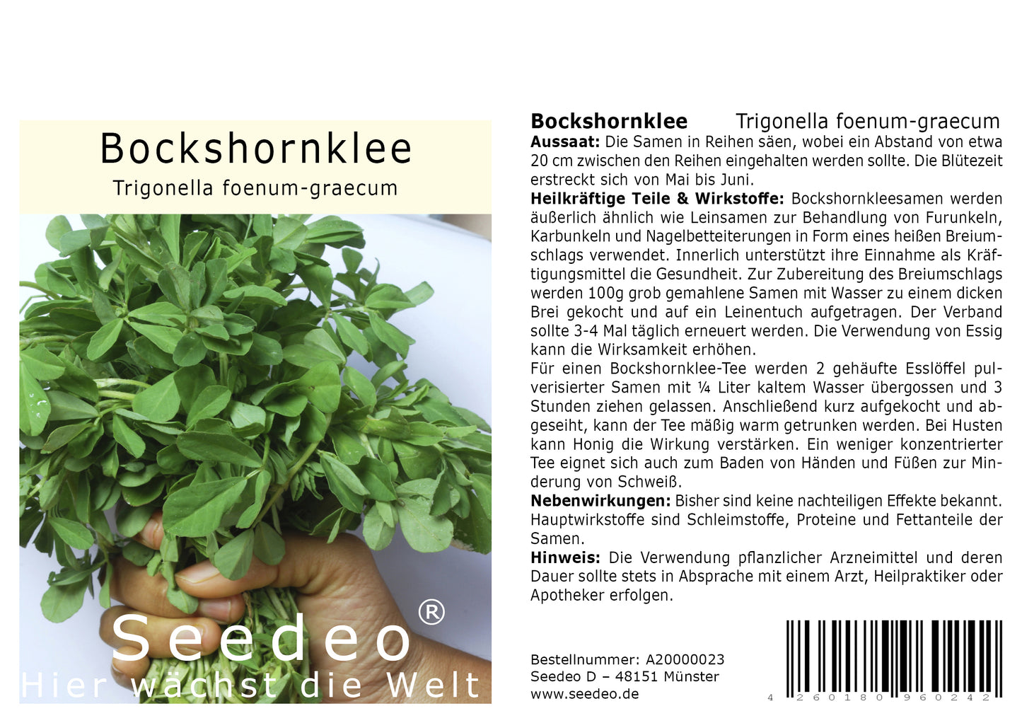 Seedeo® Bockshornklee (Trigonella foenum-graecum) 100 Samen