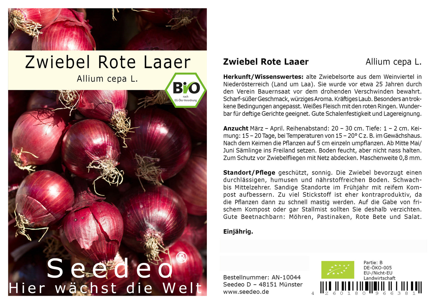 Seedeo® Zwiebel Rote Laaer (Allium cepa L.) 200 Samen BIO