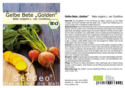 Seedeo® Gelbe Bete Golden (Beta vulgaris L. var. Conditiva) 100 Samen BIO