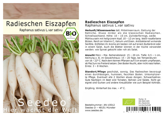 Seedeo® Radieschen Eiszapfen (Raphanus sativus L.var sativu) 100 Samen BIO