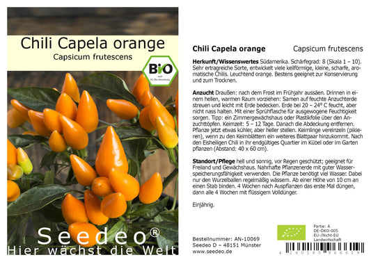 Seedeo® Chili Capela orange (Capsicum frutescens) BIO