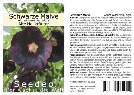 Seedeo® Schwarze Malve (Althea rosea VAR. nigra) 80 Samen