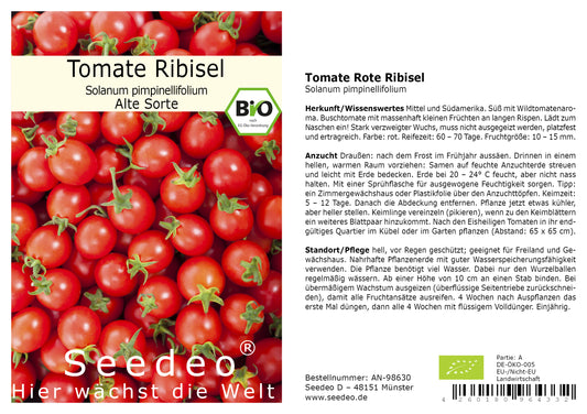 Seedeo® Tomate Rote Ribisl  (Lycopersicum esculentum Mill.) 20 Samen BIO