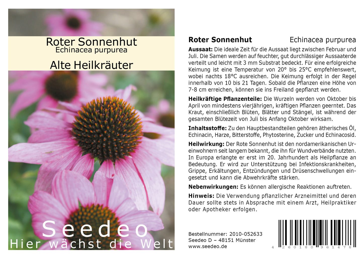 Seedeo® Roter Sonnenhut (Echinacea purpurea) 80 Samen