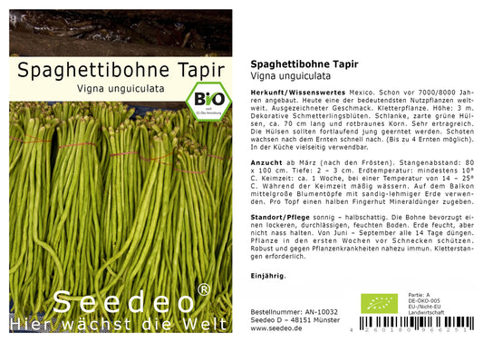 Seedeo® Spaghettibohne Tapir  (Vigna unguiculata) ca. 20 Samen BIO