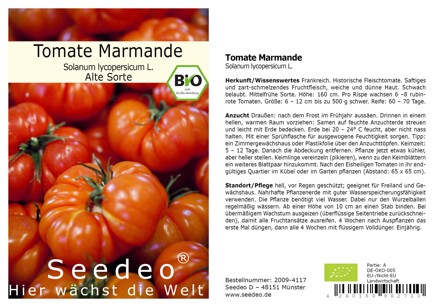 Seedeo® Tomate Marmande (Lycopersicum L.) 25 Samen BIO