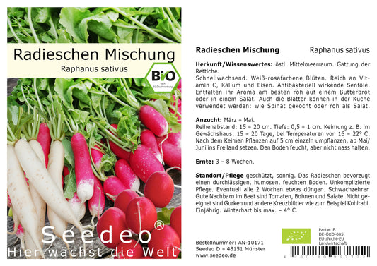 Seedeo® Radieschen Mischung (Raphanus sativus) 200 Samen BIO