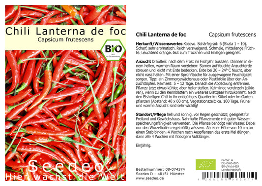 Seedeo® Chili Lanterna de foc (capsicum annuum) 30 Samen BIO