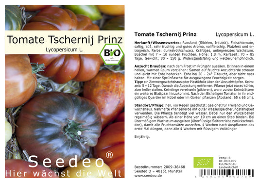 Seedeo® Tomate Tschernij Prinz  (Lycopersicum L.)  25 Samen BIO