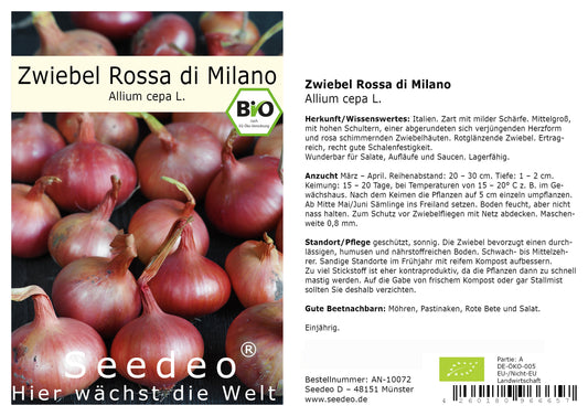 Seedeo® Zwiebel Rossa di Milano (Allium cepa L.) ca. 300 Samen BIO