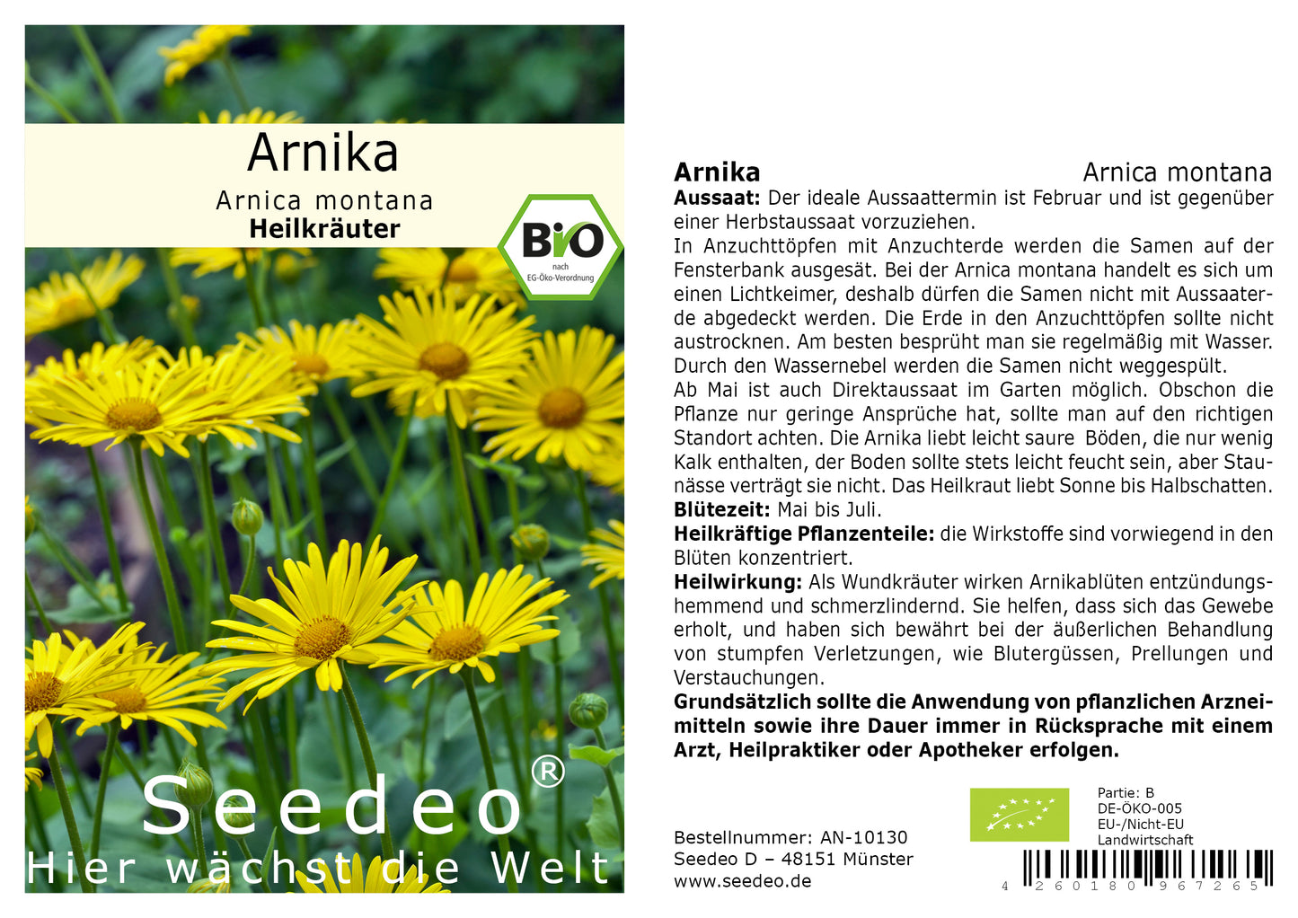 Seedeo® Arnika (Arnica montana) ca. 50 Samen BIO