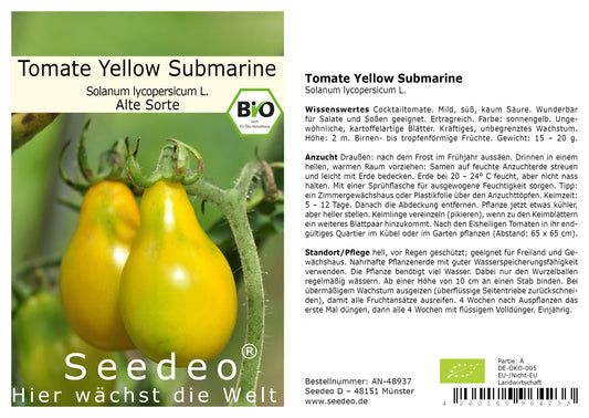 Seedeo® Tomate Yellow Submarine (Lycopersicum esculentum Mill.) 30 Samen BIO