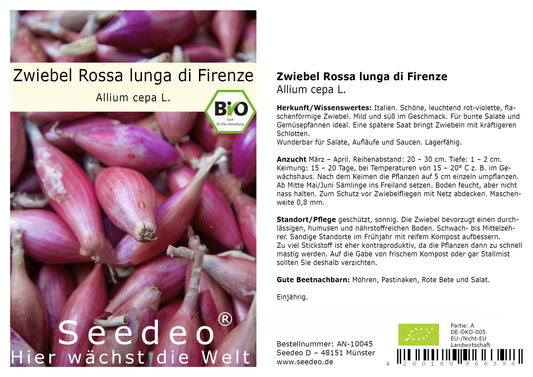 Seedeo® Zwiebel Rossa lunga di Firenze (Allium cepa L.) 200 Samen BIO