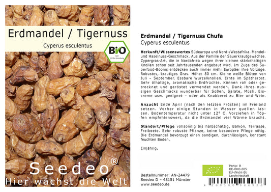 Seedeo® Erdmandel „Tigernuss Chufa“ (Cyperus esculentus)  10 Samen BIO