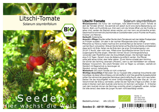 Seedeo® Tomate Litschi Tomate (Solanum sisymbrifolium) 20 Samen BIO